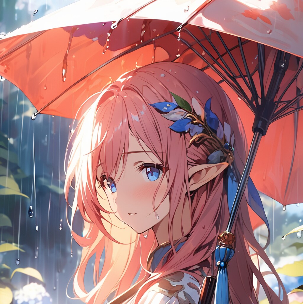 雨の日のエルフさんの横顔