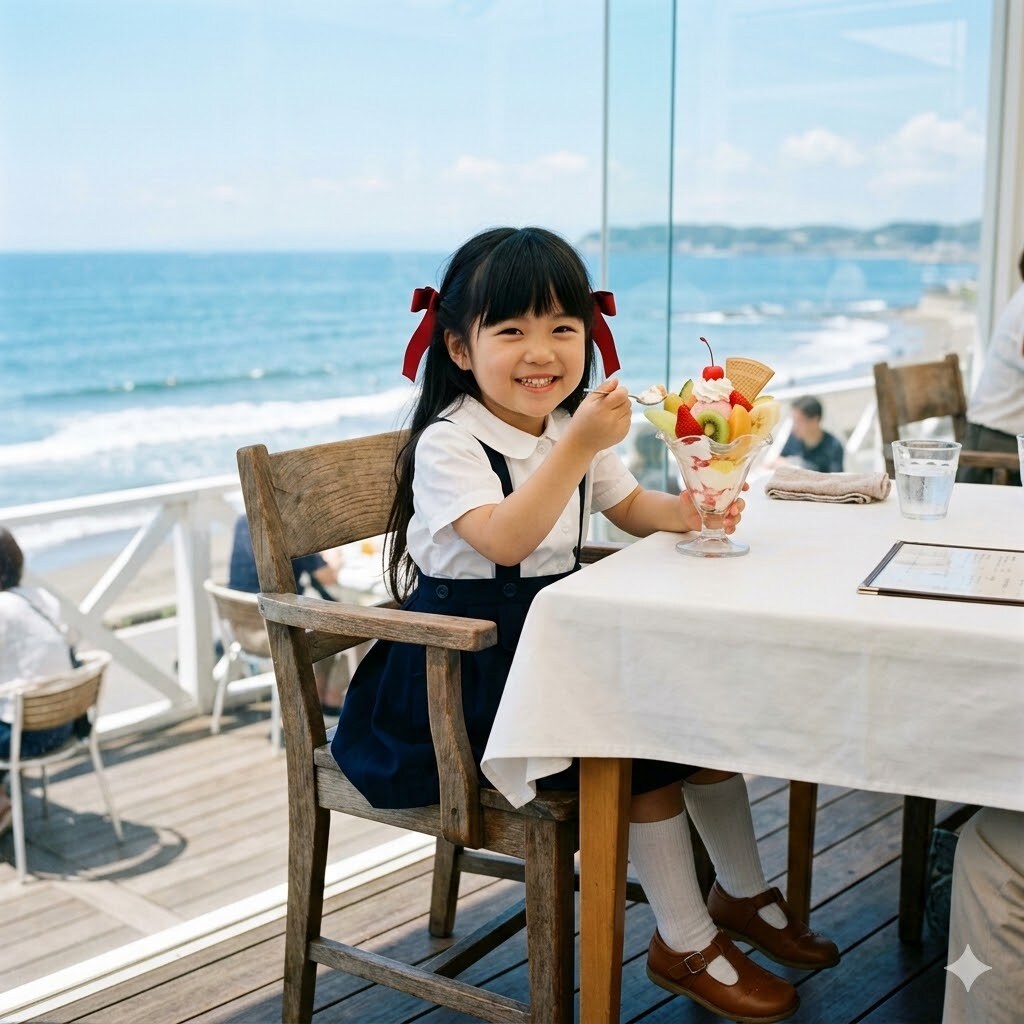 フルーツパフェを食べる女の子