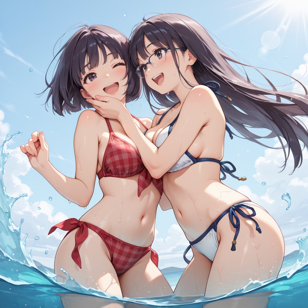 詩織ちゃんとすみれちゃん、水着で