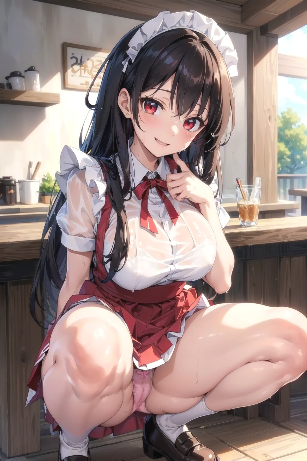 見せてくれるウェイトレスさん