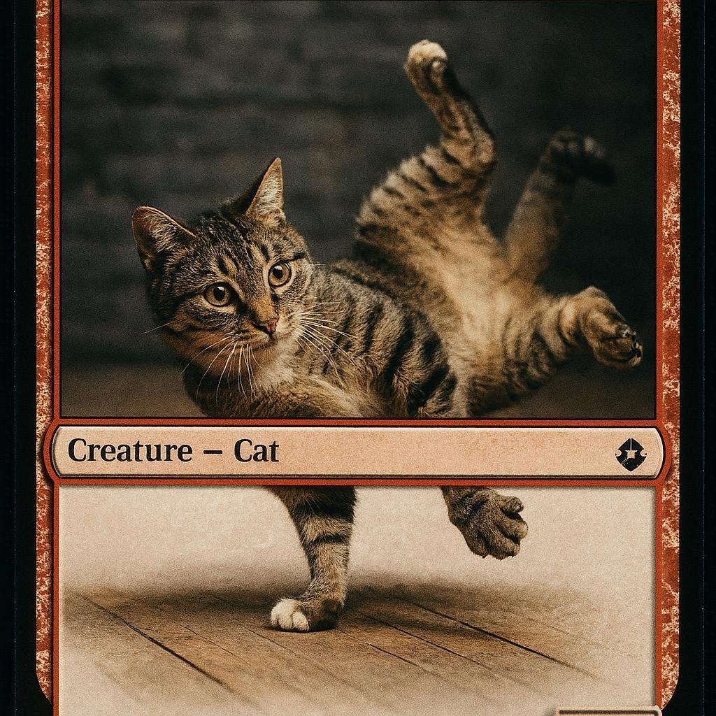 カードゲームする猫