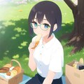 パンを食べるメガネ女子 2枚目