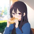 パンを食べるメガネ女子 5枚目