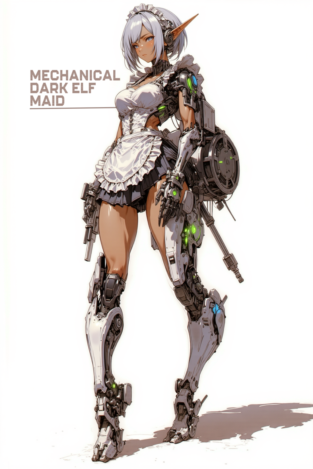 メカニカルなダークエルフのメイドさん