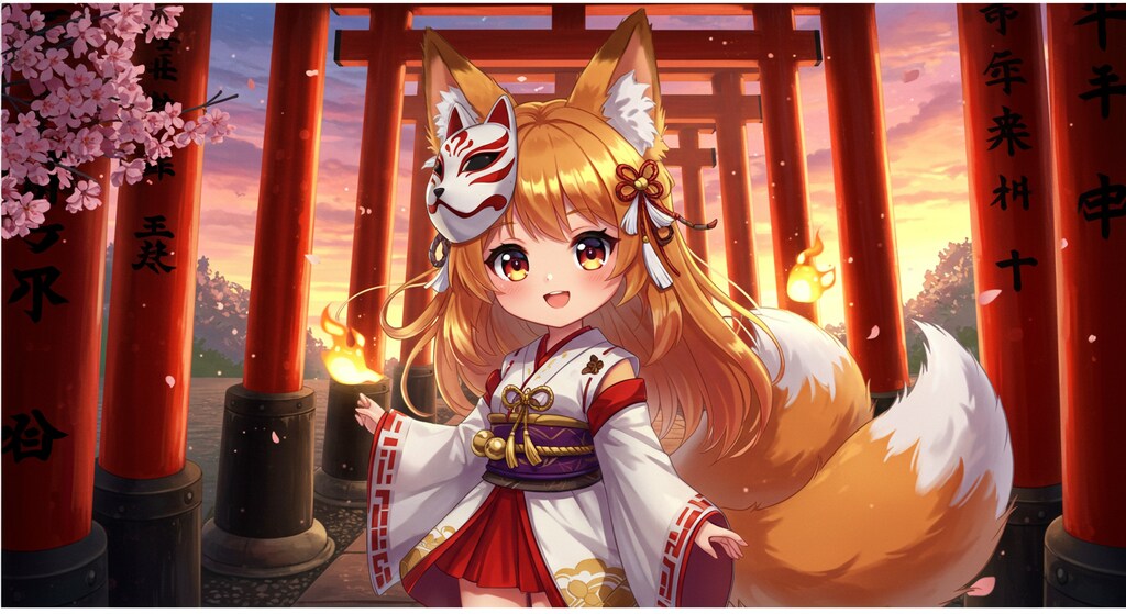 狐巫女と朱の鳥居の道