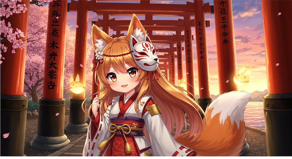 狐巫女と朱の鳥居の道