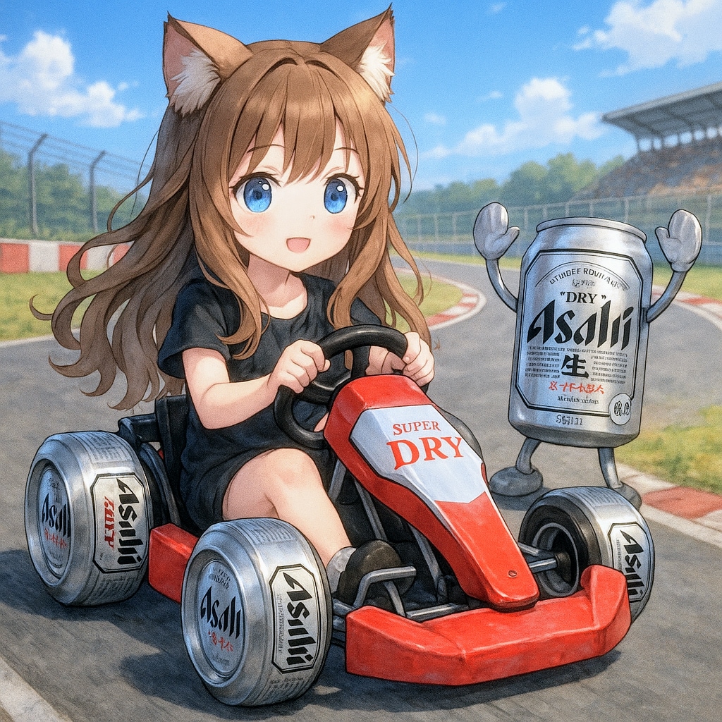 ゴーカートに乗る小さな女の子