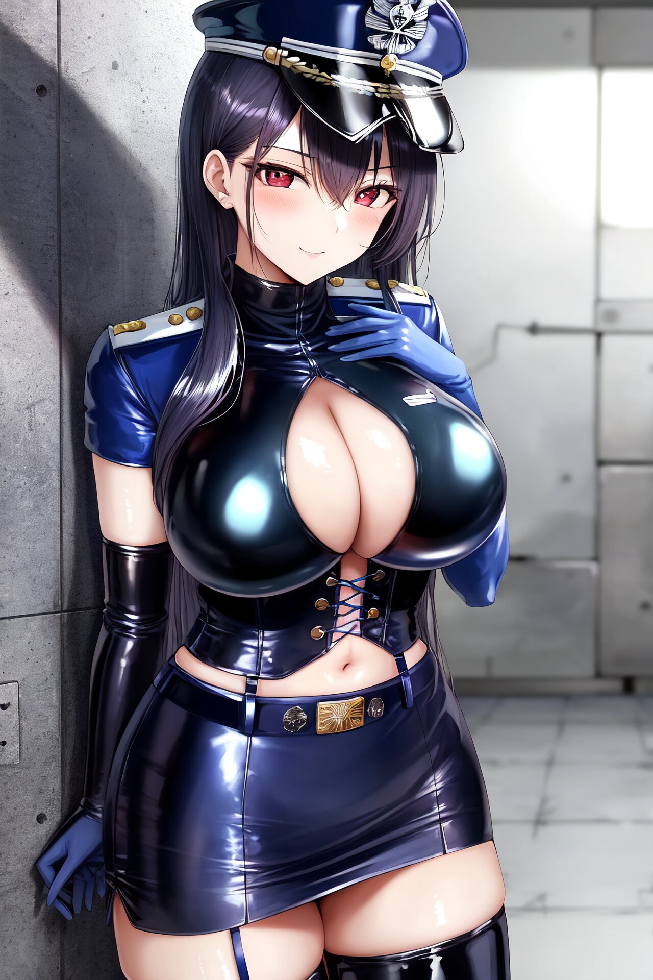 黒髪ロングエナメルボンデージ女ポリスちゃん HolaraAI