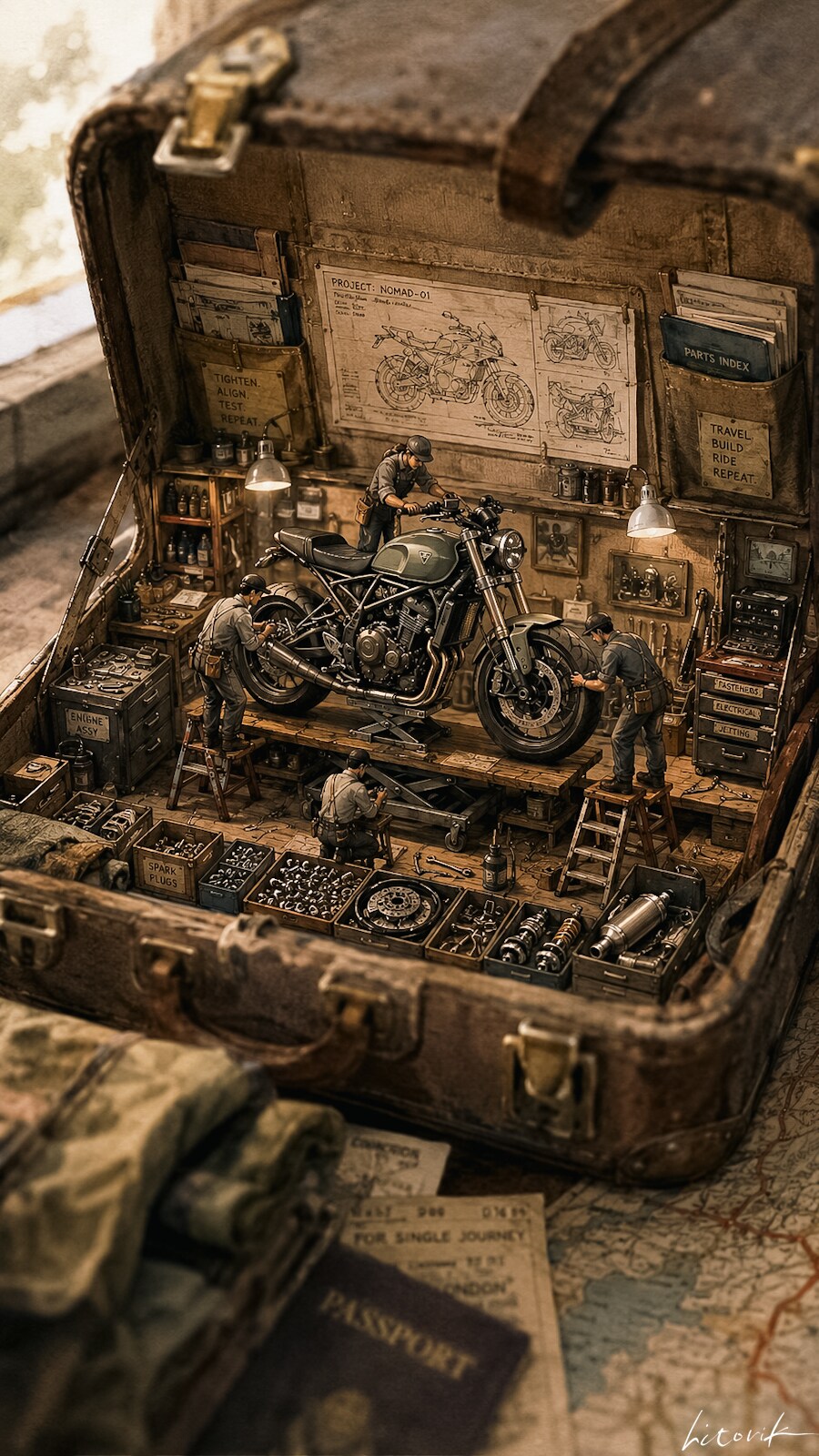 鞄の中のバイク工房／スマホ壁紙アーカイブ | の人気AIイラスト・グラビア