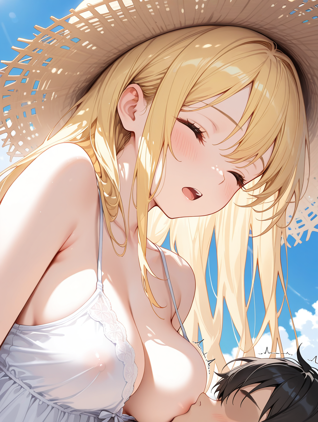 透けキャミおっぱいを吸う