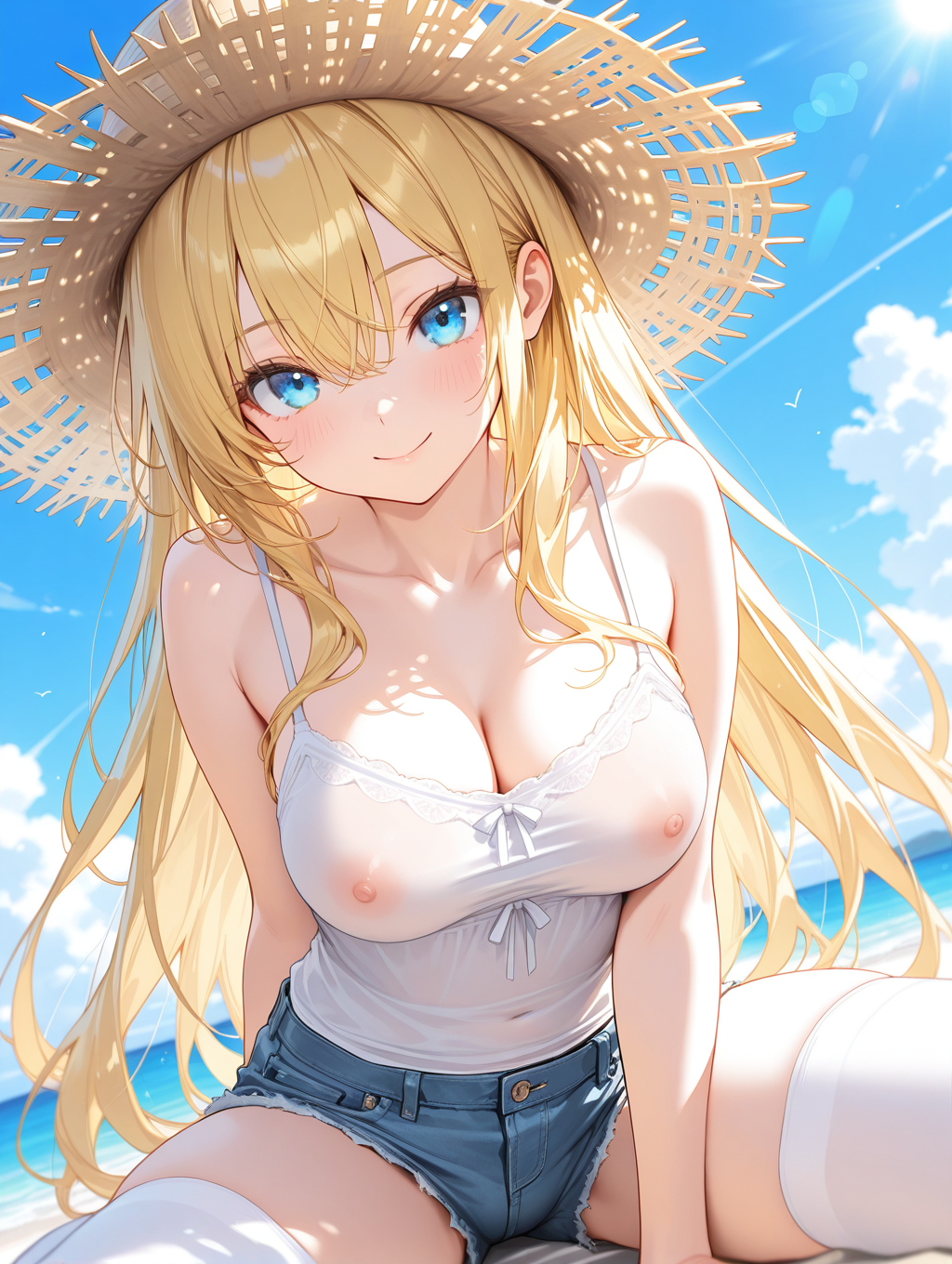 透けキャミおっぱいを吸う
