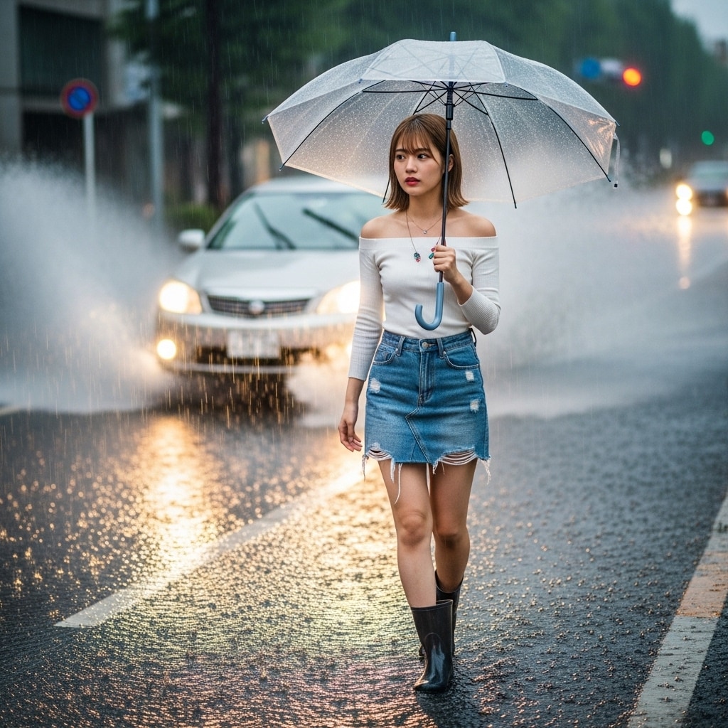 豪雨の帰り道