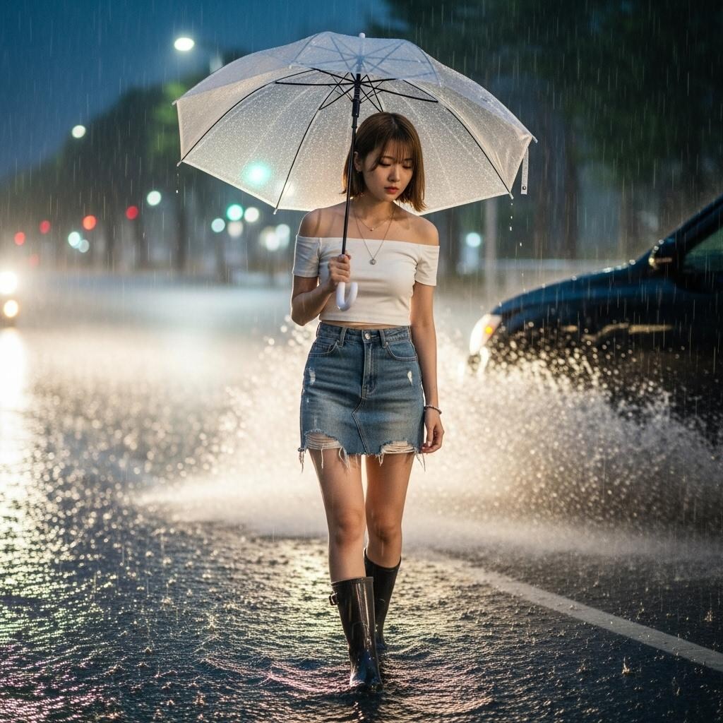 豪雨の帰り道