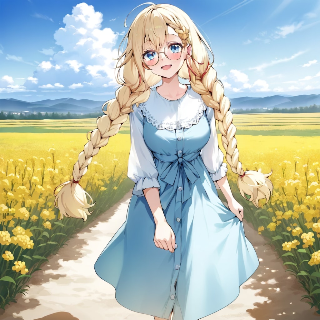 菜の花畑 | の人気AIイラスト・グラビア