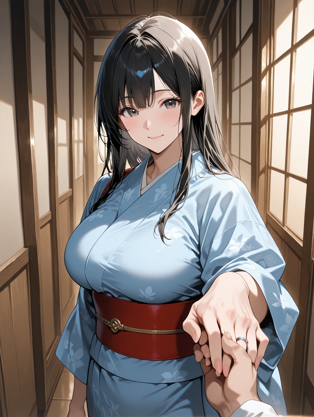 玄関でのお出迎え