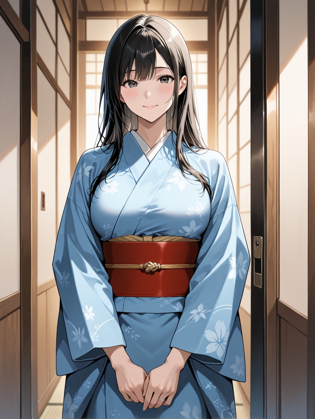 玄関でのお出迎え