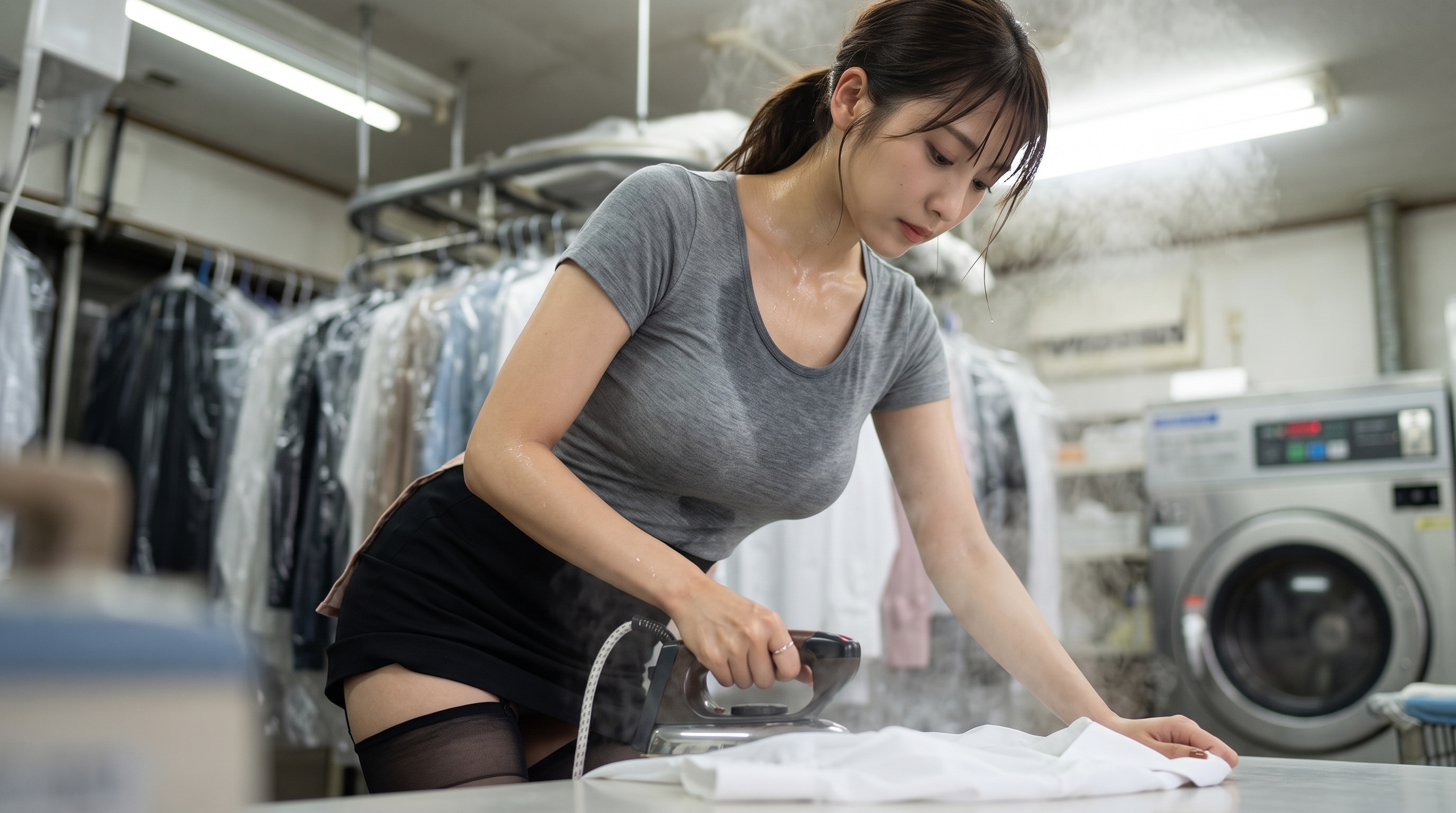 夏に働く女性