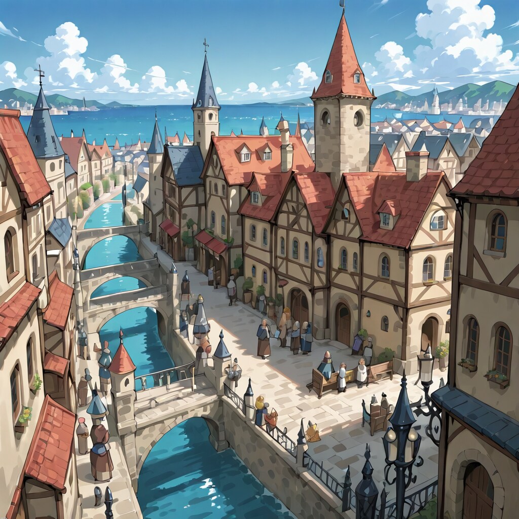 港へ続く町 | の人気AIイラスト・グラビア