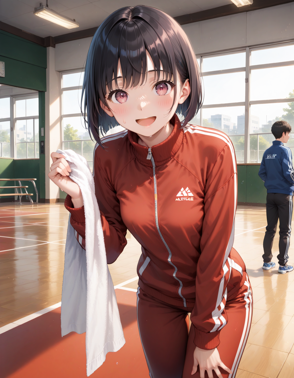 黒髪 赤ジャージ