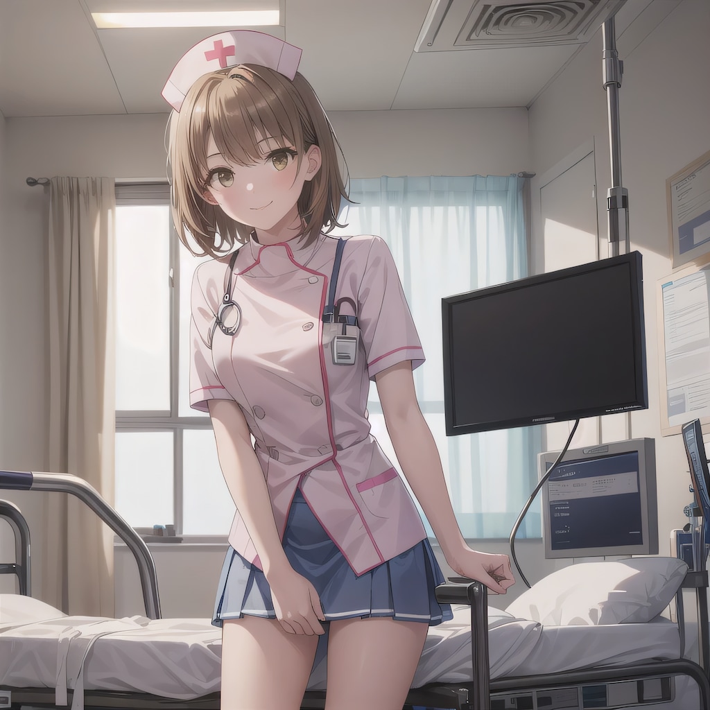 茶髪ボブで看護服の少女５