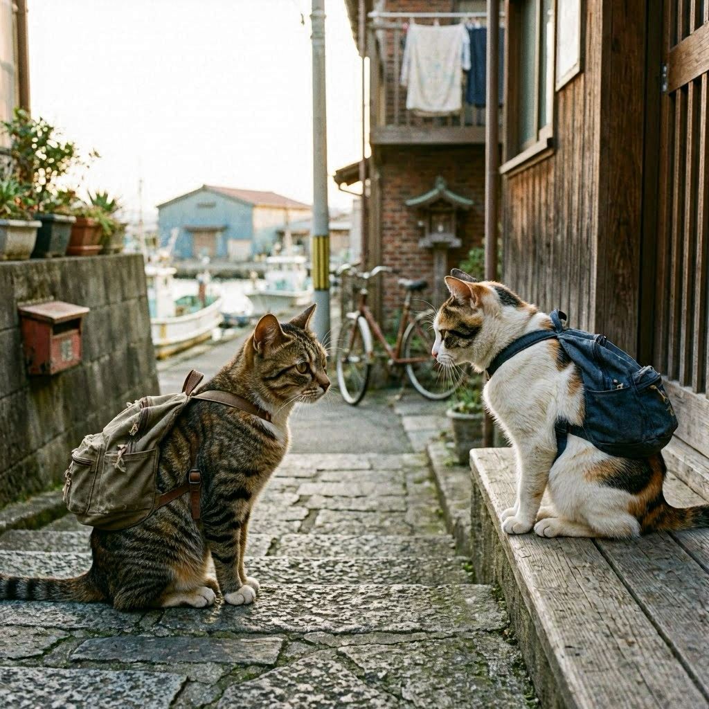 尾道へ野良猫に会いに来た猫