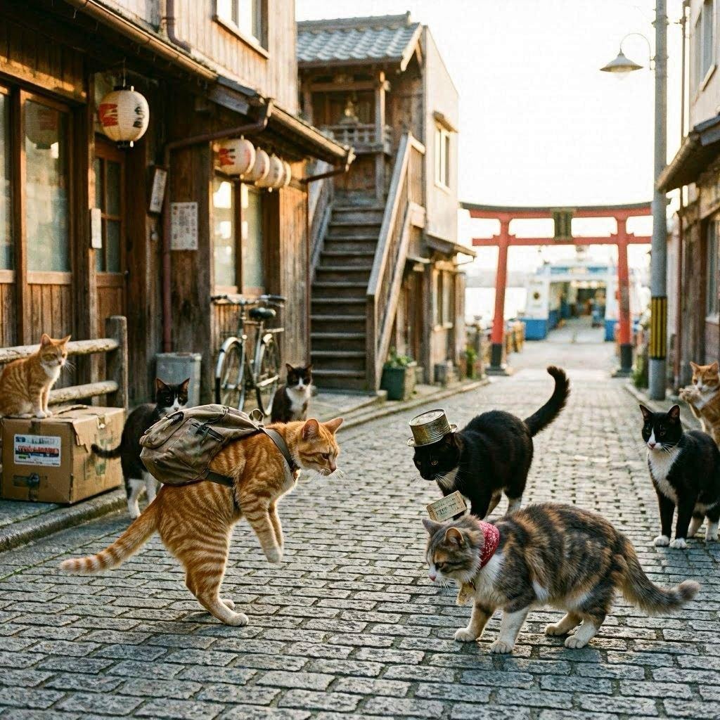尾道へ野良猫に会いに来た猫