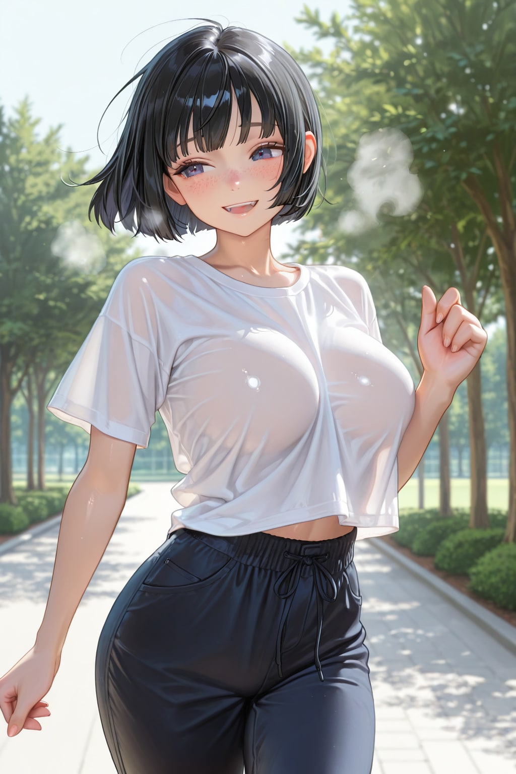 ランニングをするそばかすボブちゃん