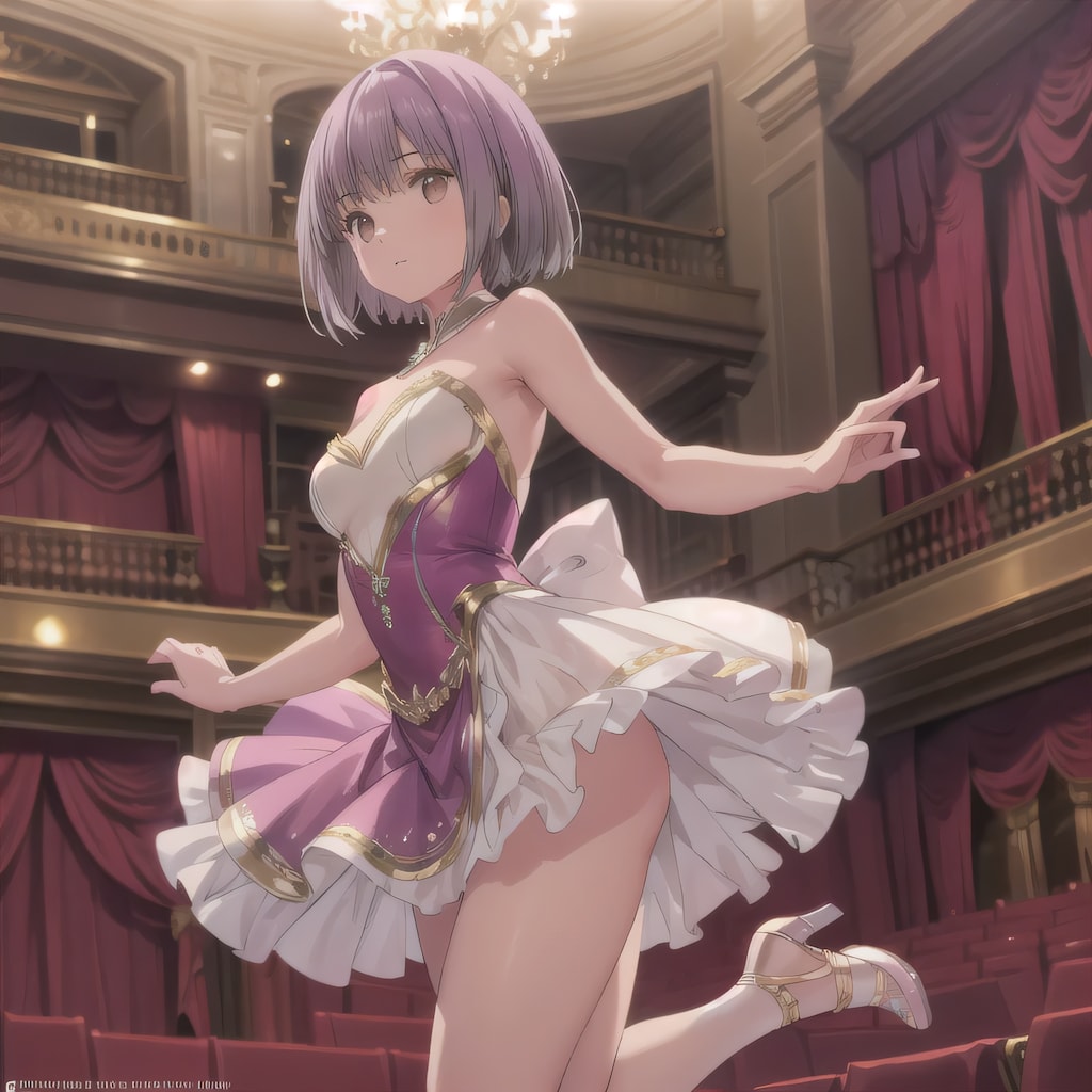 紫髪ボブでバレエの少女