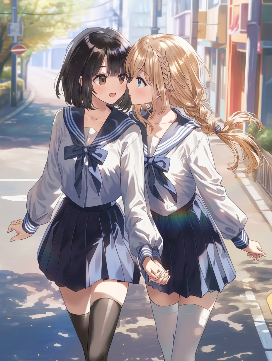 キスしたい二人のJK93 | の人気AIイラスト・グラビア