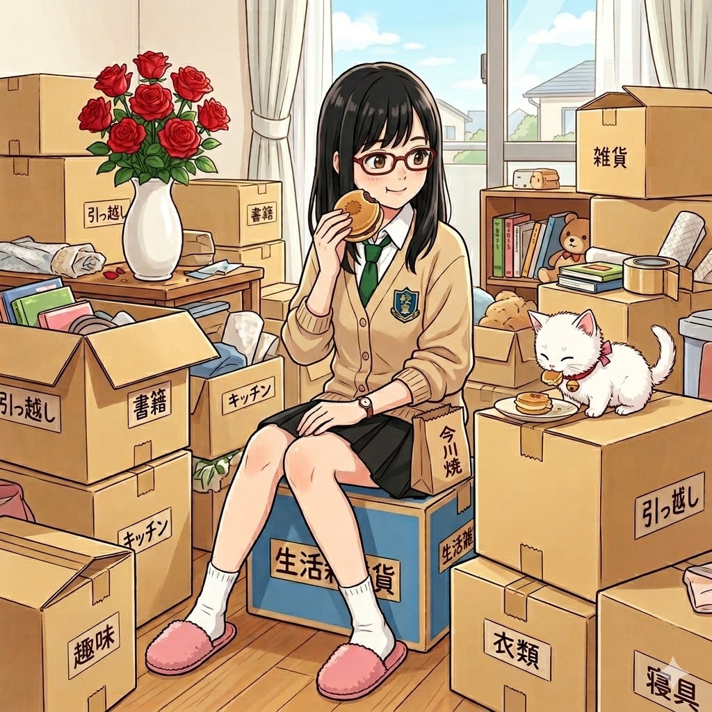 子猫とおやつを食べる