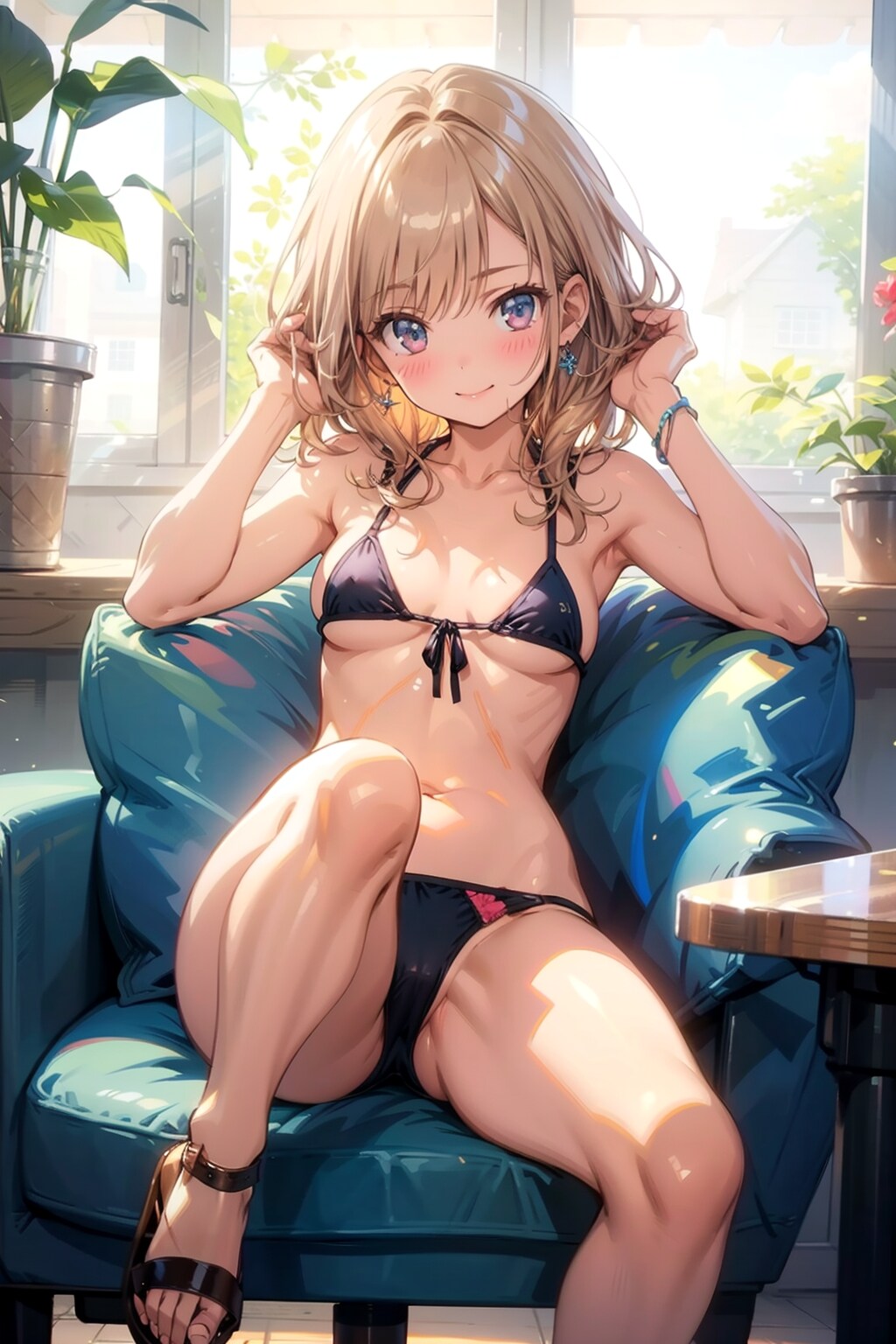 水着少女inリビング