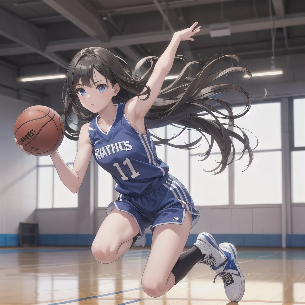黒髪ロングでユニフォームの少女５２