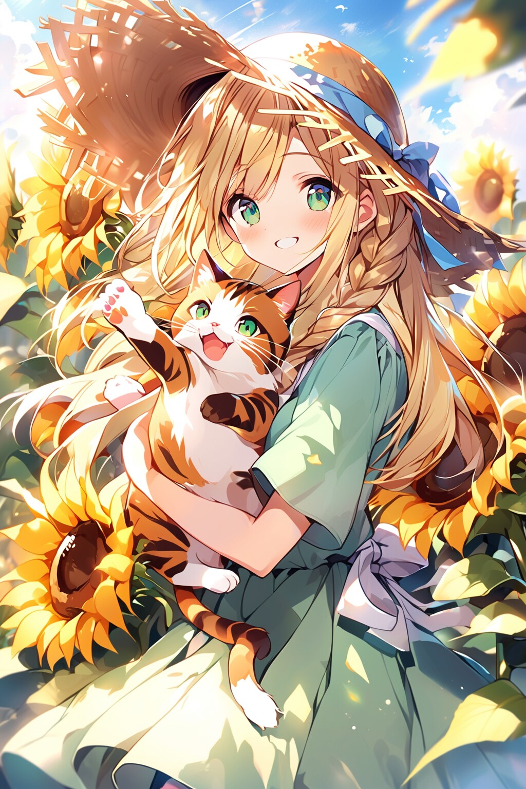 猫と少女とヒマワリと | の人気AIイラスト・グラビア