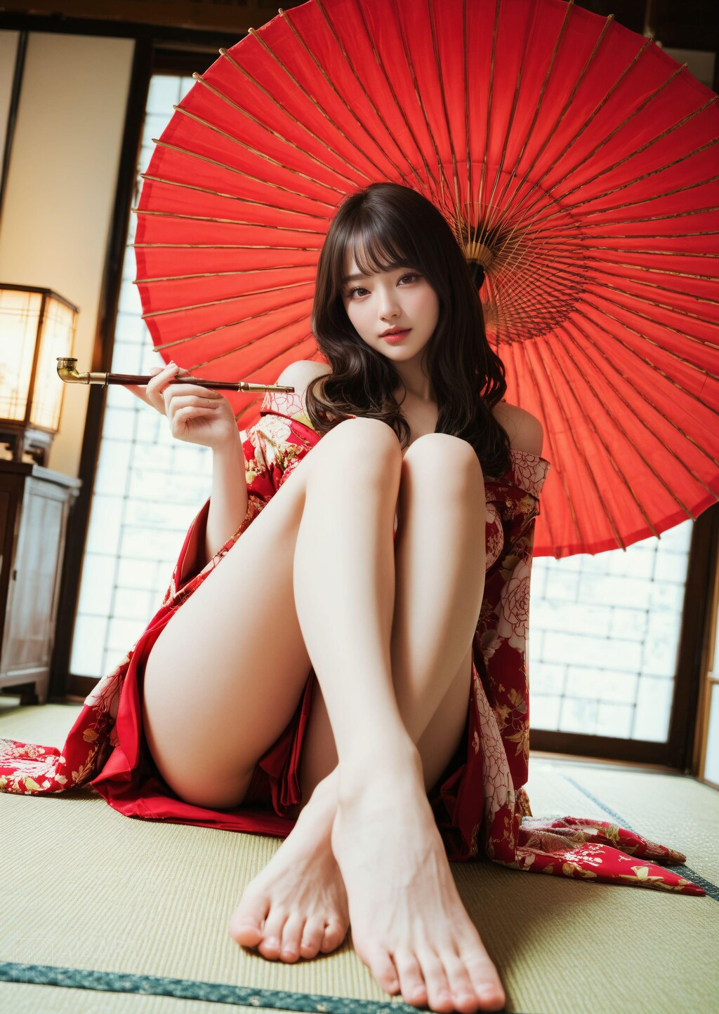 すみれ 畳 着物 座り姿勢 花魁