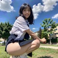 しゃがみセーラー服女子⑤ 5枚目