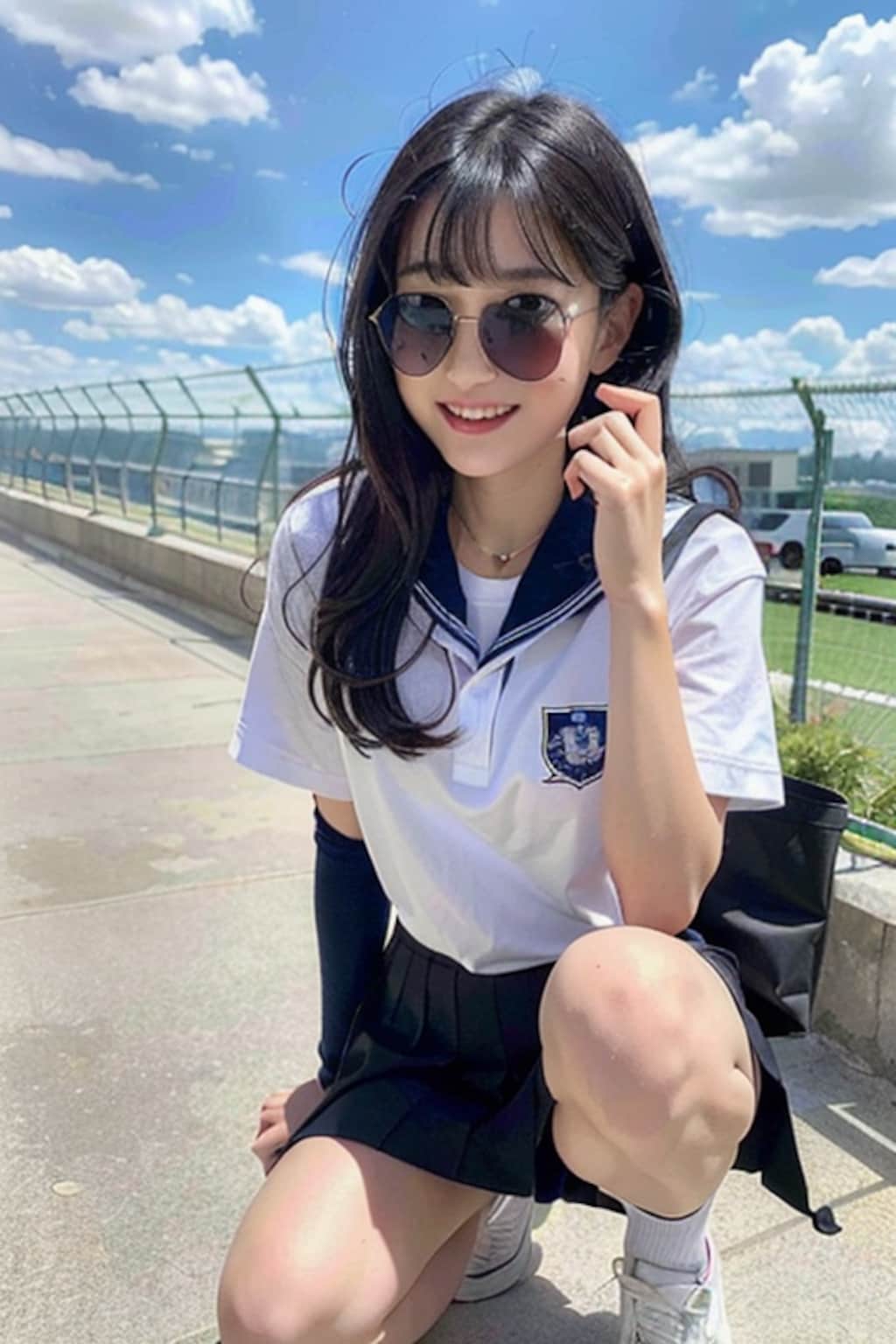 しゃがみセーラー服女子⑤