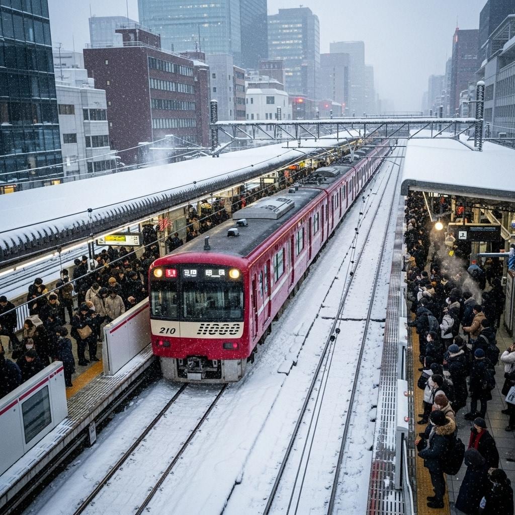 横浜駅の雪景色