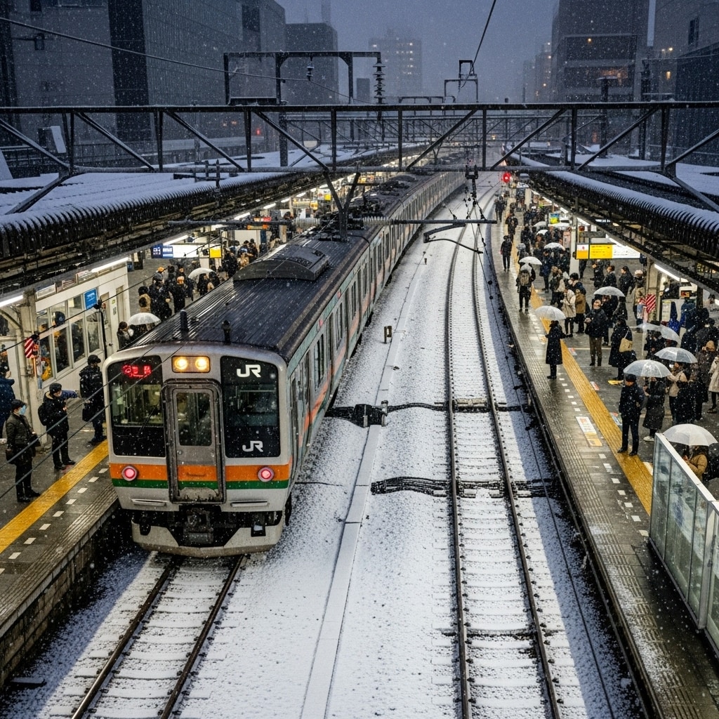 横浜駅の雪景色