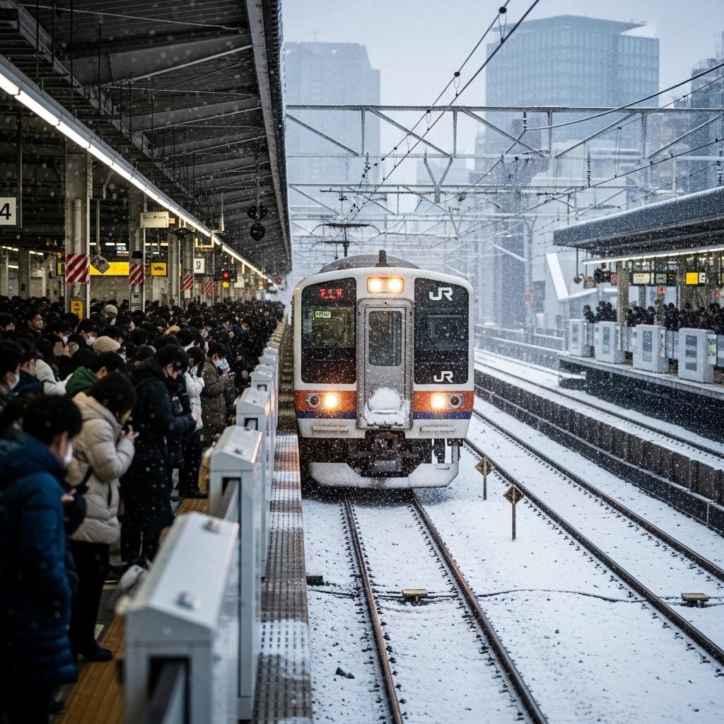 横浜駅の雪景色