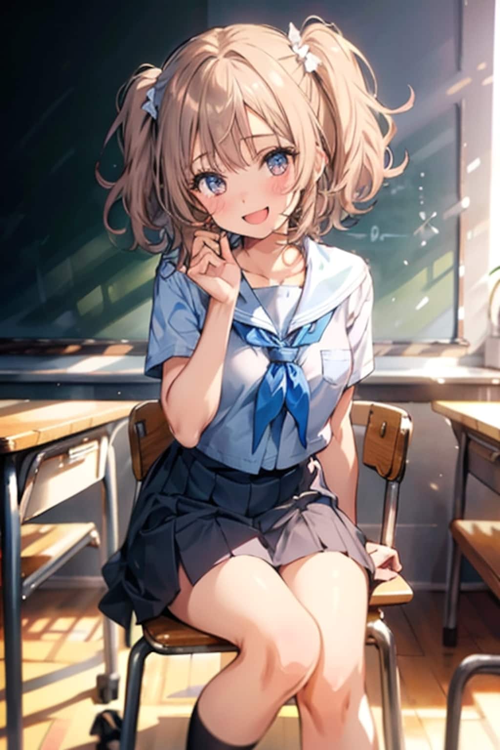 教室で