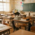 教室で遊ぶ猫 5枚目