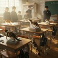 教室で遊ぶ猫 4枚目