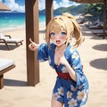 ビーチでミニ丈浴衣 X927 3枚目