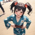 ビーチでミニ丈浴衣 X927 4枚目