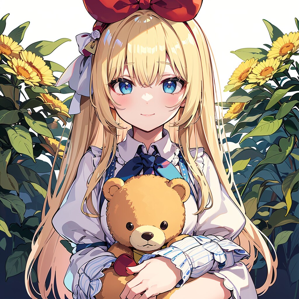 愛されクマと優しい微笑みの女の子