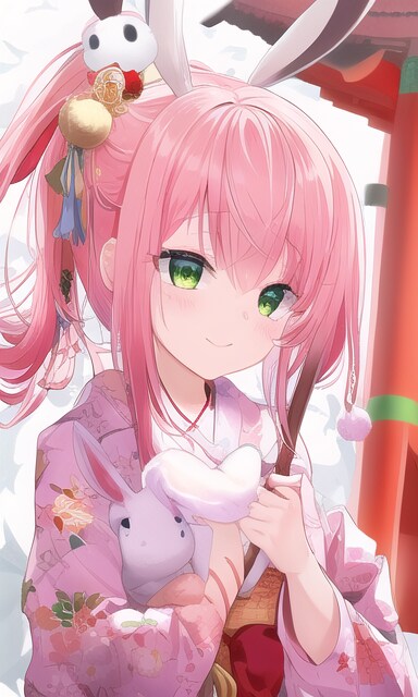 ポニテピンク髪のうさ耳幼女