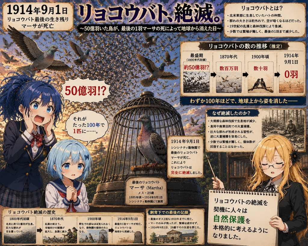 9月1日はリョコウバトが絶滅した日🕊