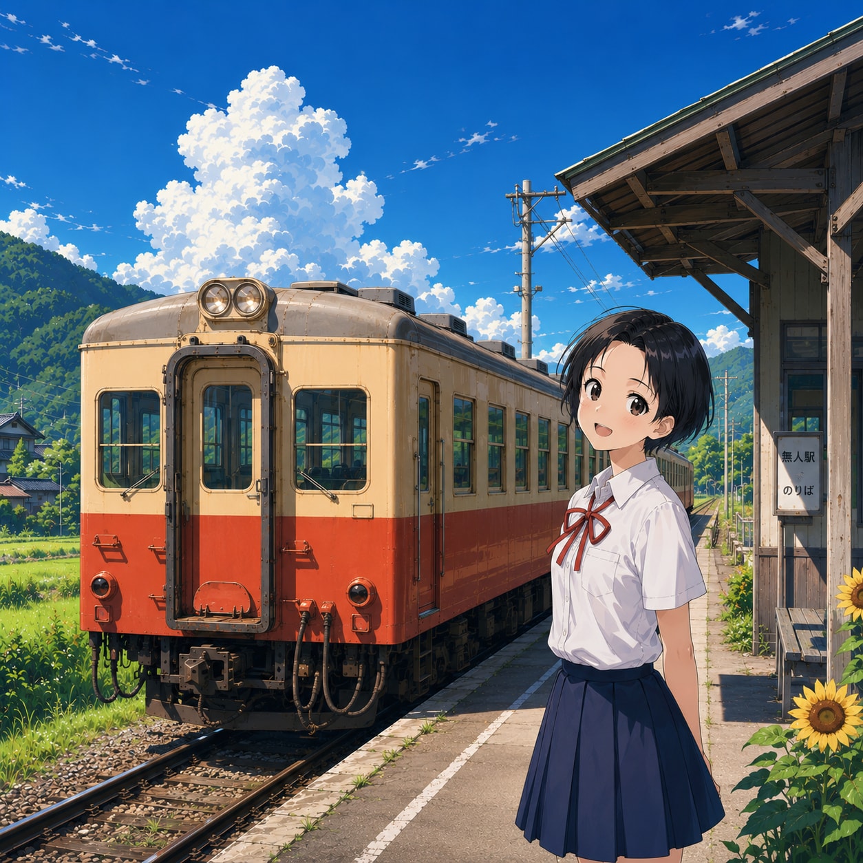 駅のホームの少女