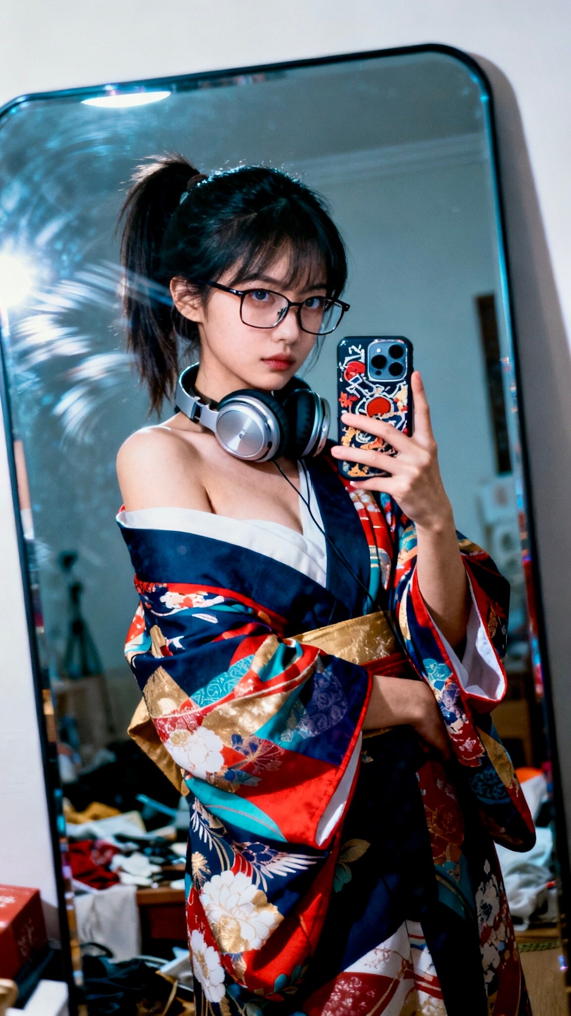 自撮り眼鏡女子