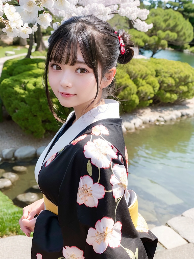 桜と着物